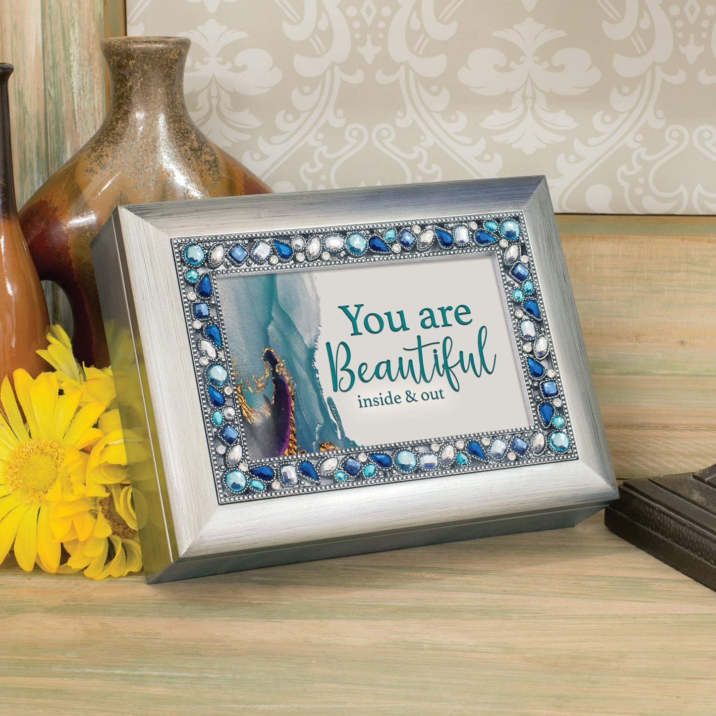 You Are Beautiful Silver Jeweled Music Box