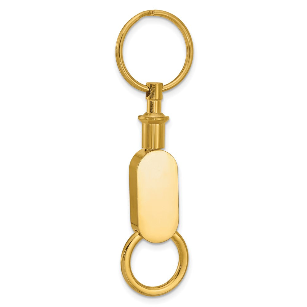 Gold-tone Engravable Oval Double Valet Key Ring