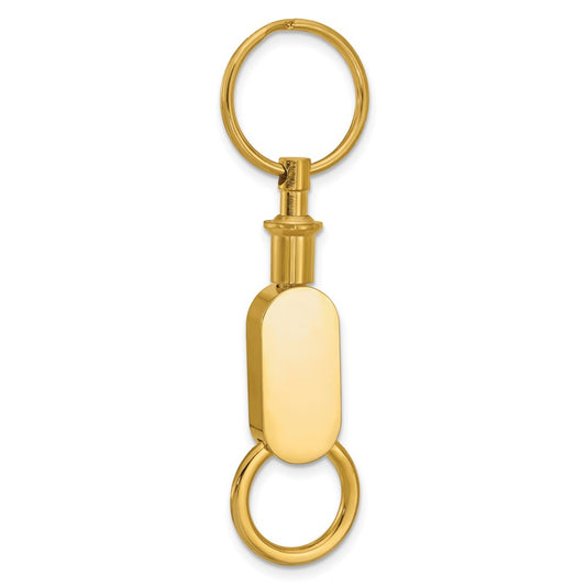 Gold-tone Engravable Oval Double Valet Key Ring