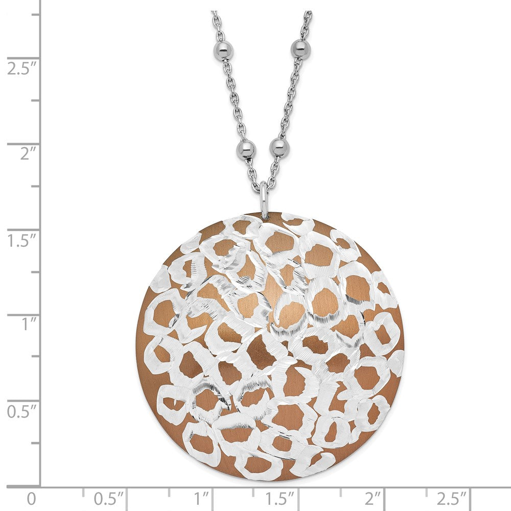 Sterling Silver w/ Brown Rhodium Cheetah Print Circle Necklace