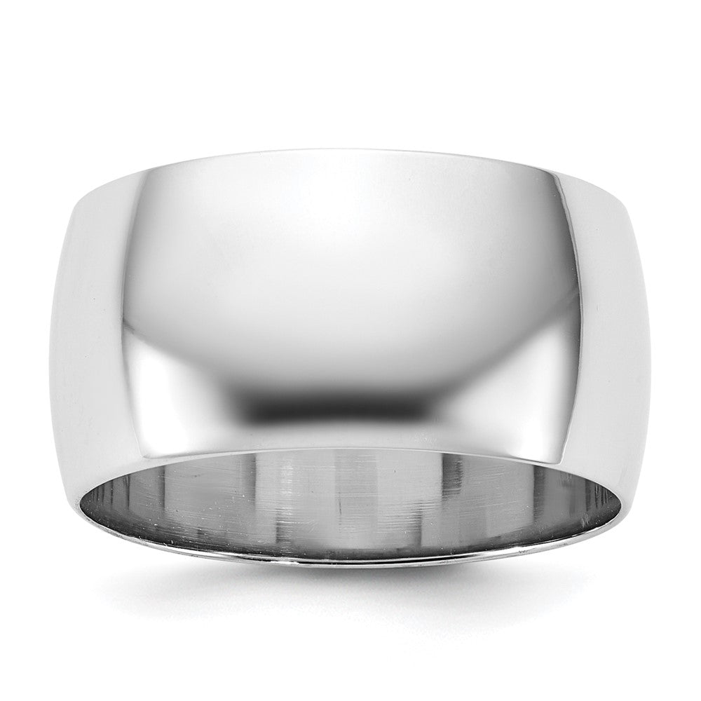 10k White Gold 10mm Half Round Wedding Band Size 11