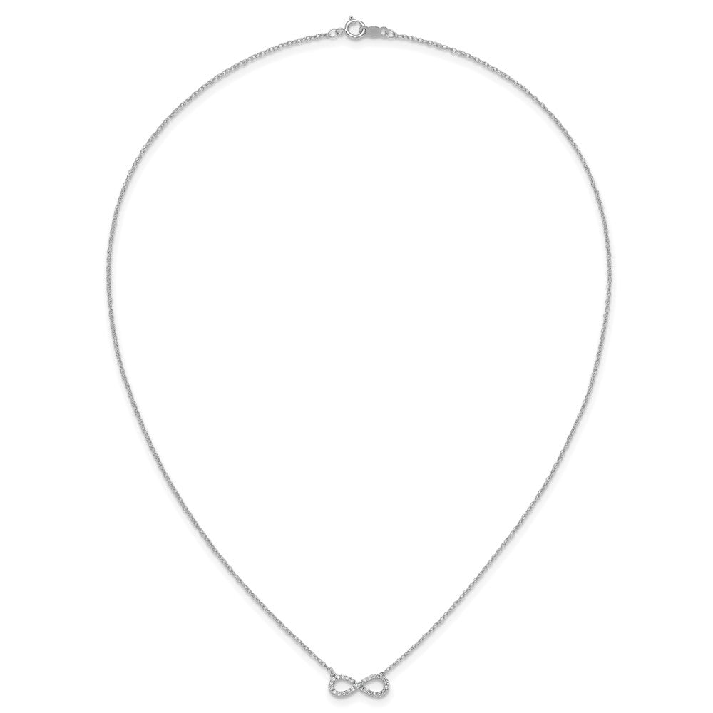 14k White Gold Polished Diamond Infinity Symbol 18 inch Necklace