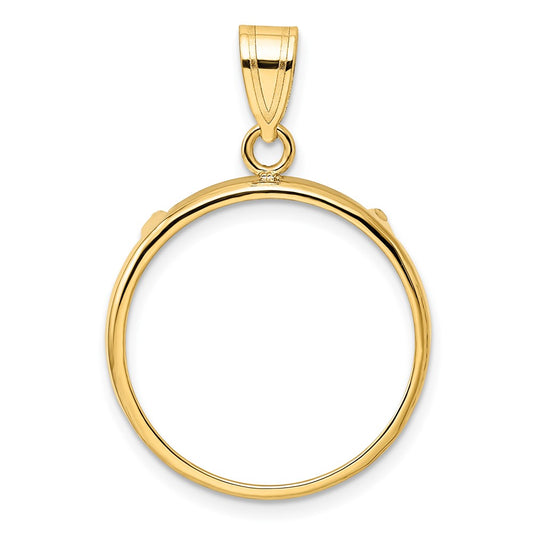 Wideband Distinguished Coin Jewelry 14k Polished 20.2mm Prong Coin Bezel Pendant