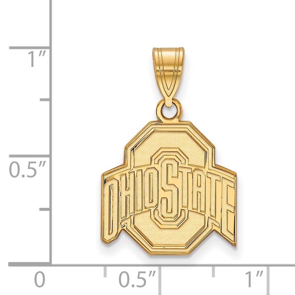 Beautiful Sterling Silver w/GP LogoArt Ohio State University Medium Pendant