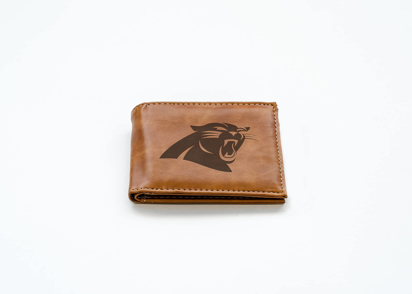 Rico Industries Football Carolina  Brown Laser Engraved Bill-fold Wallet - Slim Design - Great Gift