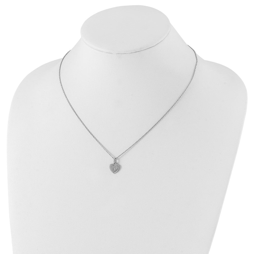 White Ice Sterling Silver Rhodium-plated 18 Inch Diamond Heart Necklace with 2 Inch Extender 18 Inches