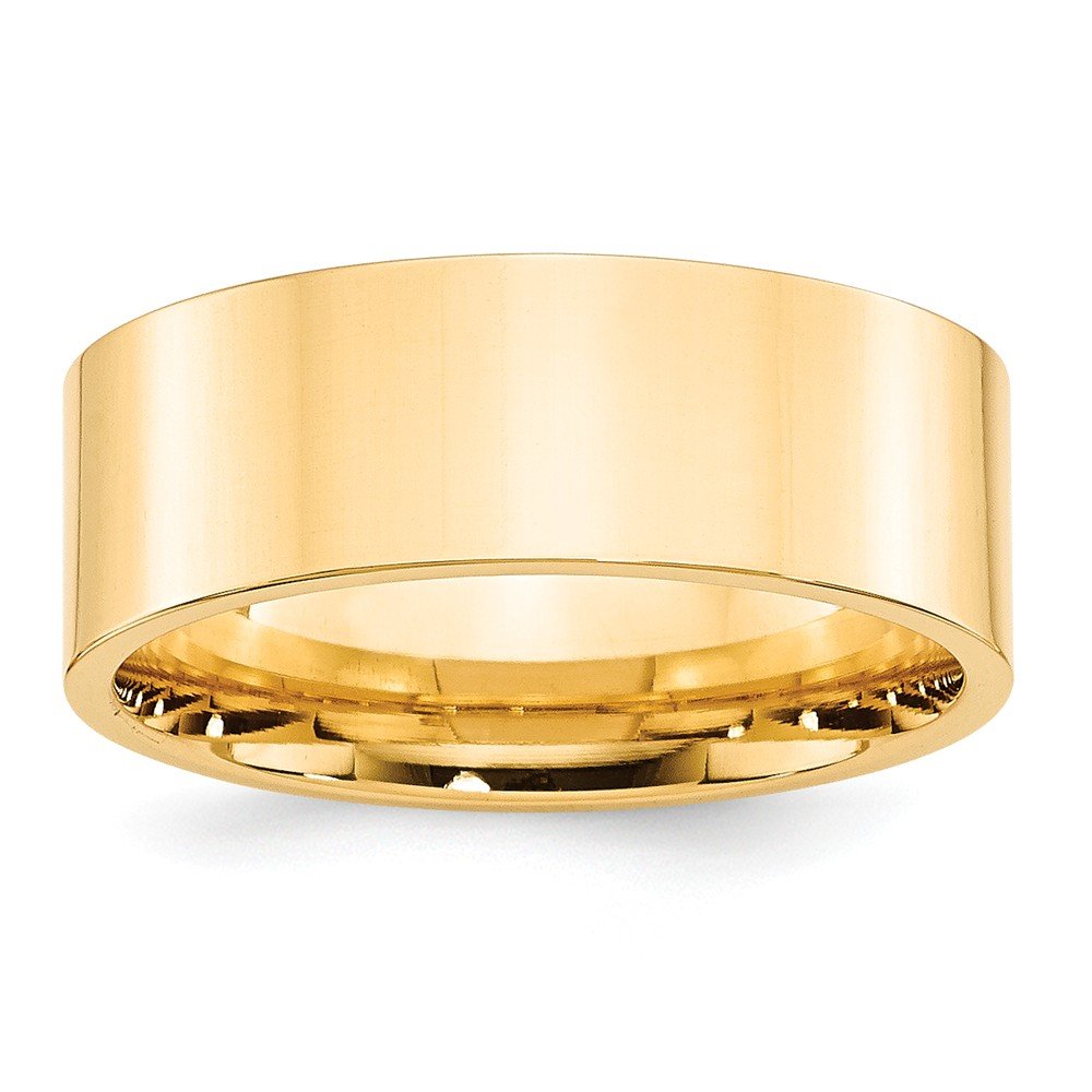 14k Yellow Gold 8mm Standard Weight Flat Comfort Fit Wedding Band Size 10.5