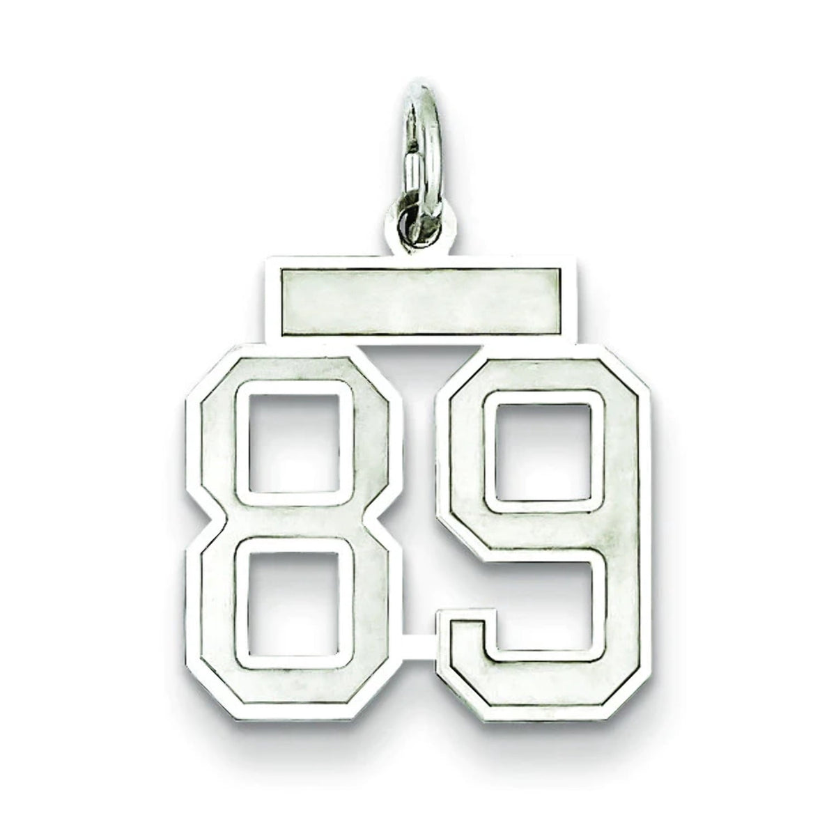 Sterling Silver/Rhodium-plated Satin Number 89 Charm QPS89