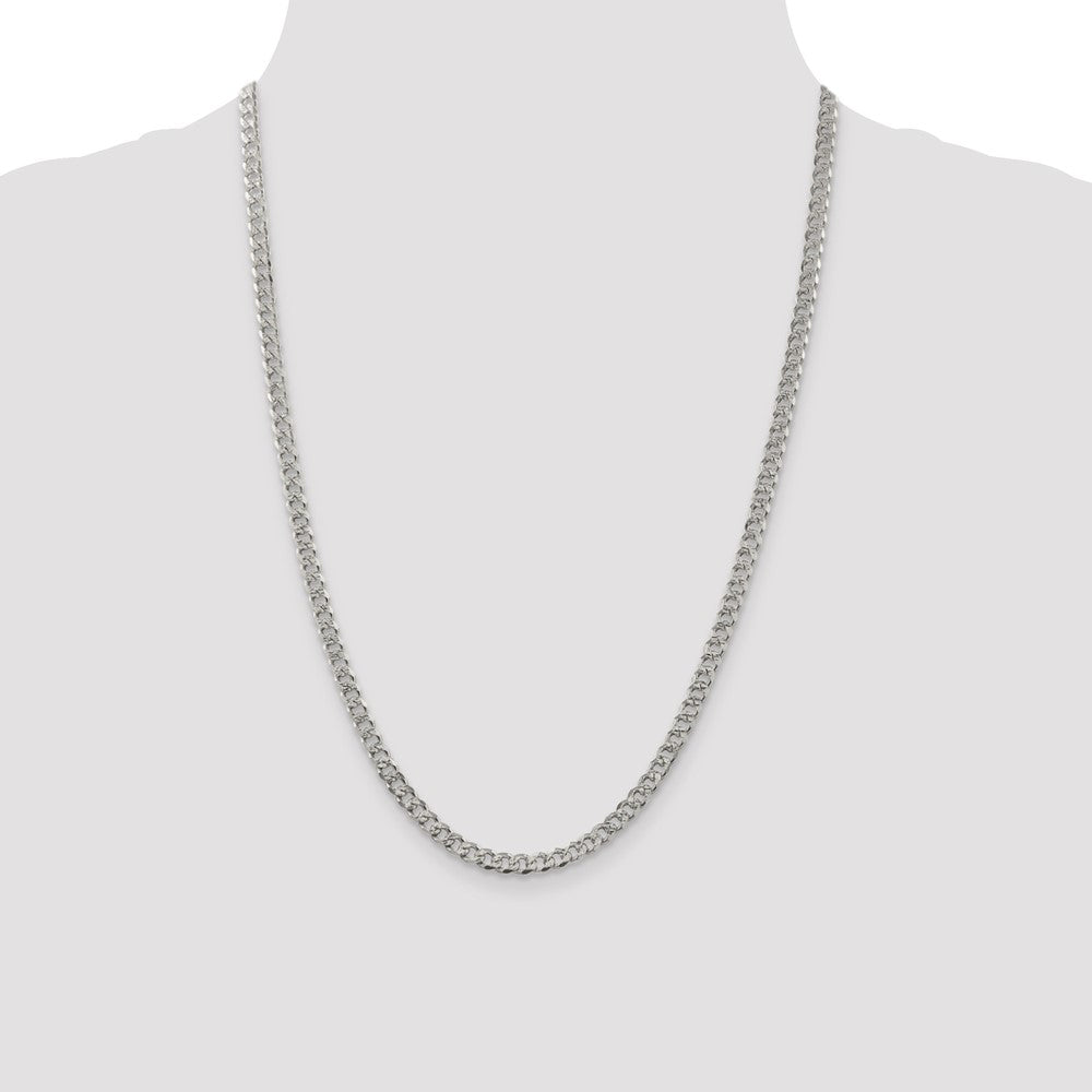 Sterling Silver 4.5mm Pav‚ Curb Chain 24 Inches