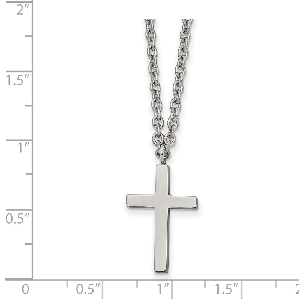 Stainless Steel Polished 20mm Cross 18in Necklace