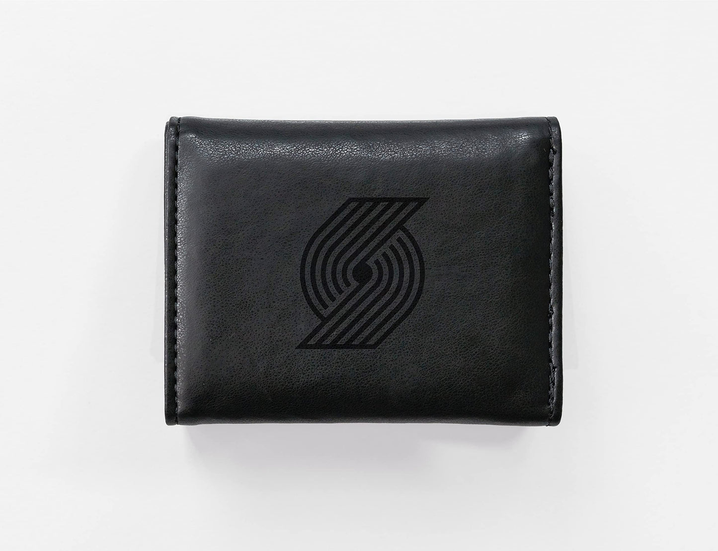 Basketball Rico Industries Portland Trail  Black Laser Engraved Trifold Laser Engraved Tri-Fold Wallet - Men's Accessory