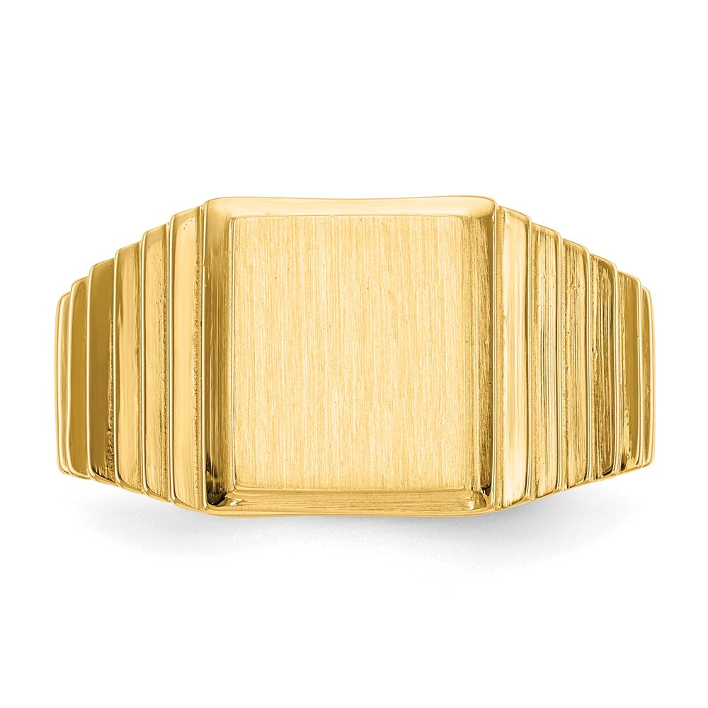 14k 10.0x8.5mm Open Back Men's Signet Ring Size 10