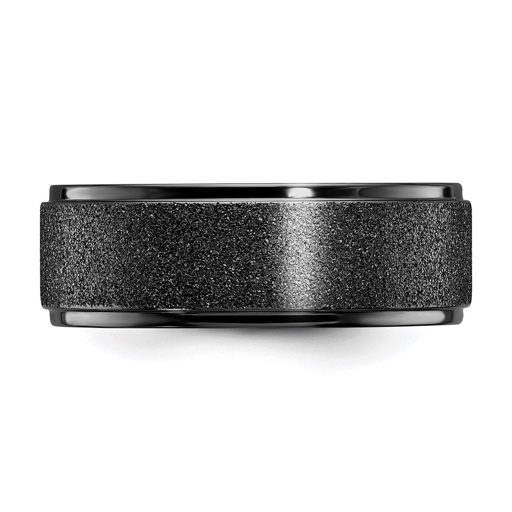 Chisel Titanium Polished Laser-cut Center Black IP-plated 8mm Band Size - 11.5
