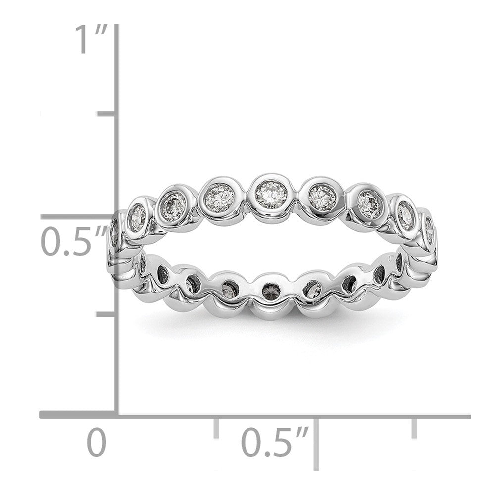 14k White Gold Polished Size 7 Bezel-set 1/2 carat Diamond Complete Eternity Band