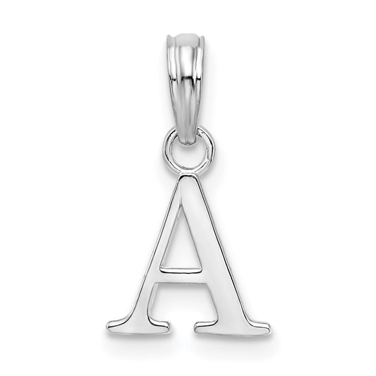 Sterling Silver Rhodium-plated Polished Block Initial -A- Pendant