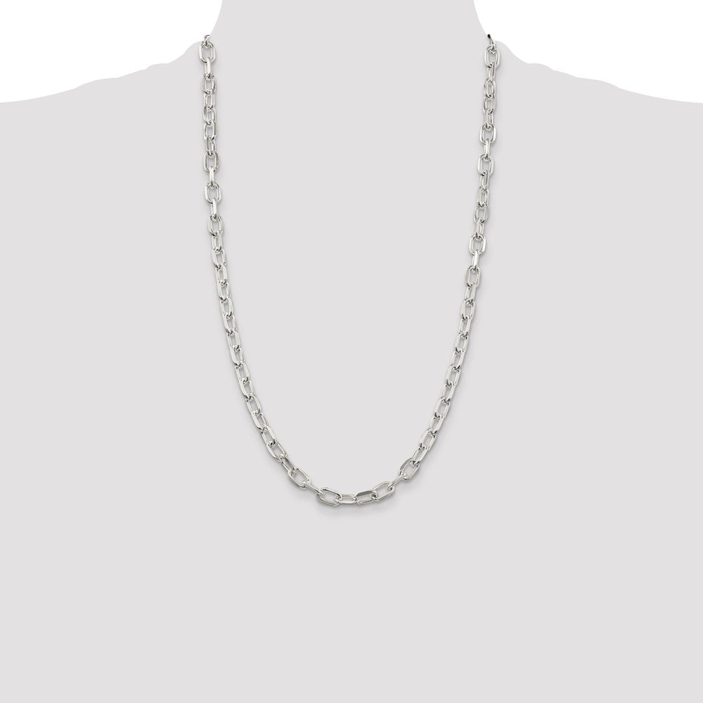 Sterling Silver 6.65mm Diamond-cut Long Link Cable Chain 26 Inches