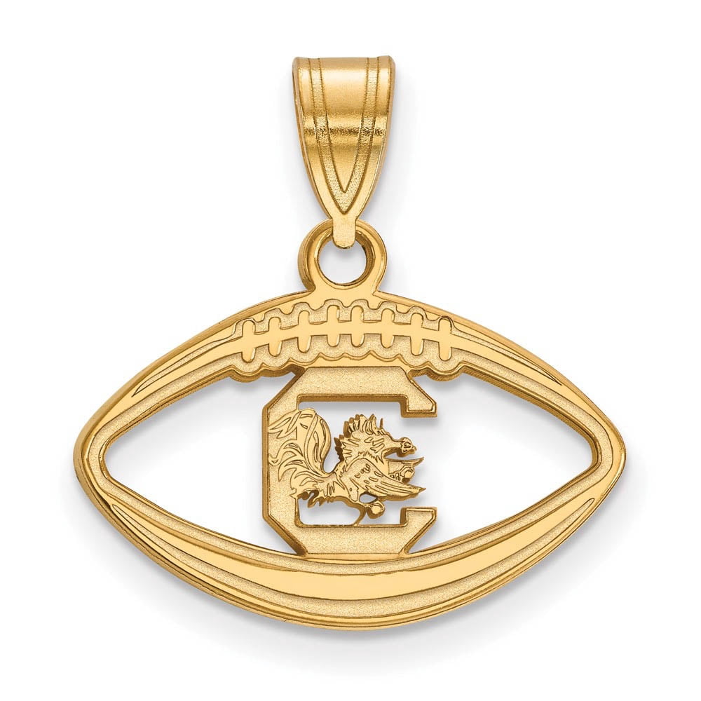 Sterling Silver Gold-plated LogoArt University of South Carolina Football Pendant QGP018USO