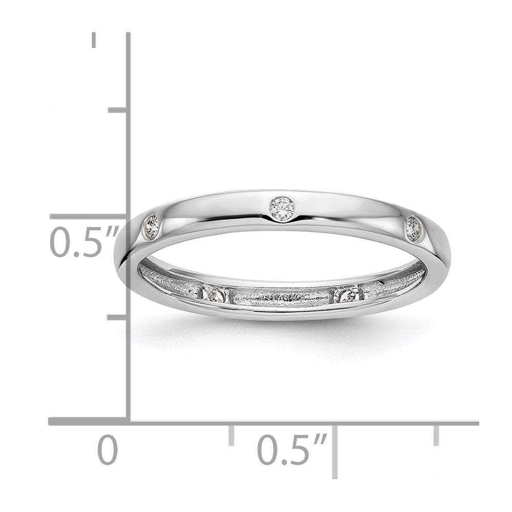 14k White Gold Polished Size 7.5 Bezel-set 1/10 carat Diamond Complete Eternity Band
