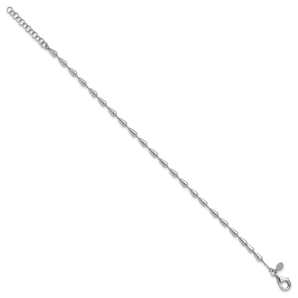 Sterling Silver RH-plated Polished 7in w/ 1in ext. Bracelet 7  inches