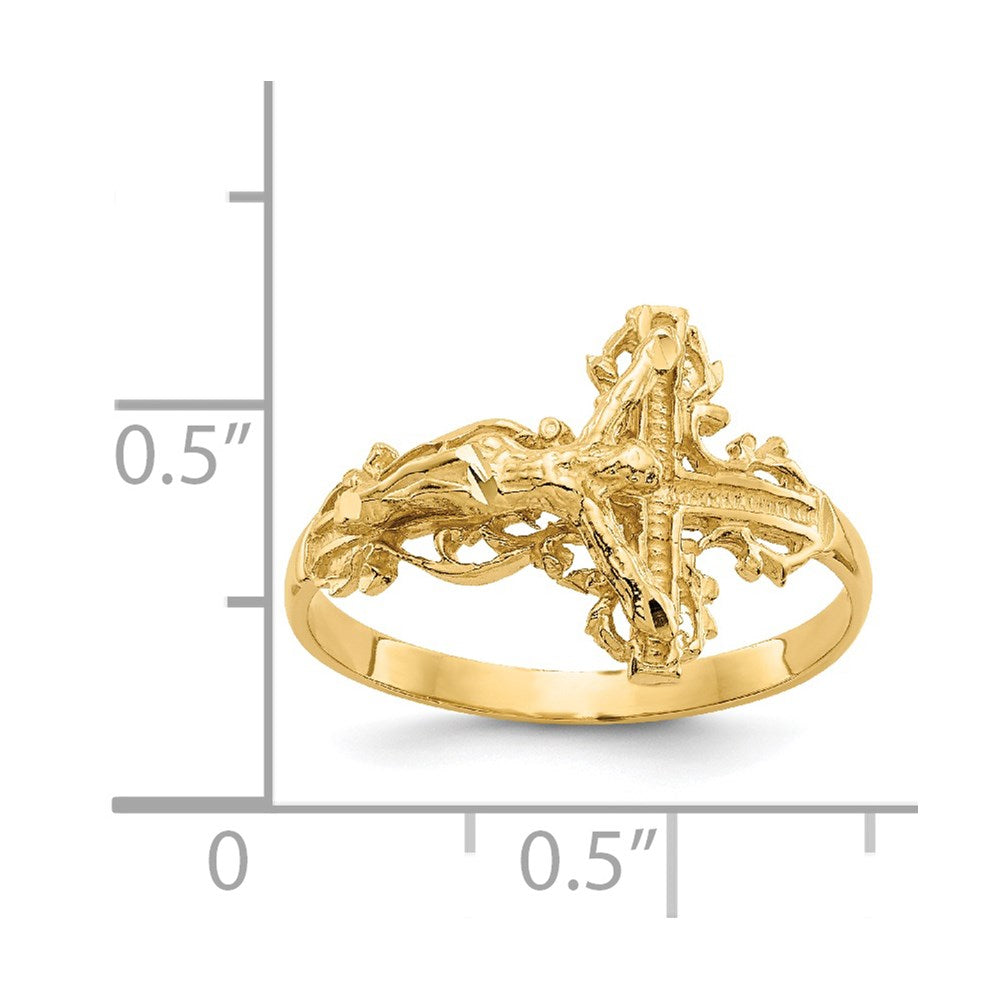 14K Diamond-cut Crucifix Ring Size 6.5