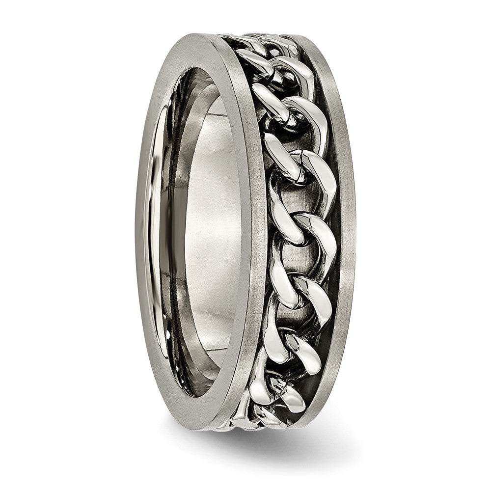 Titanium Brushed 7mm Chain Inlay Band Size - 12
