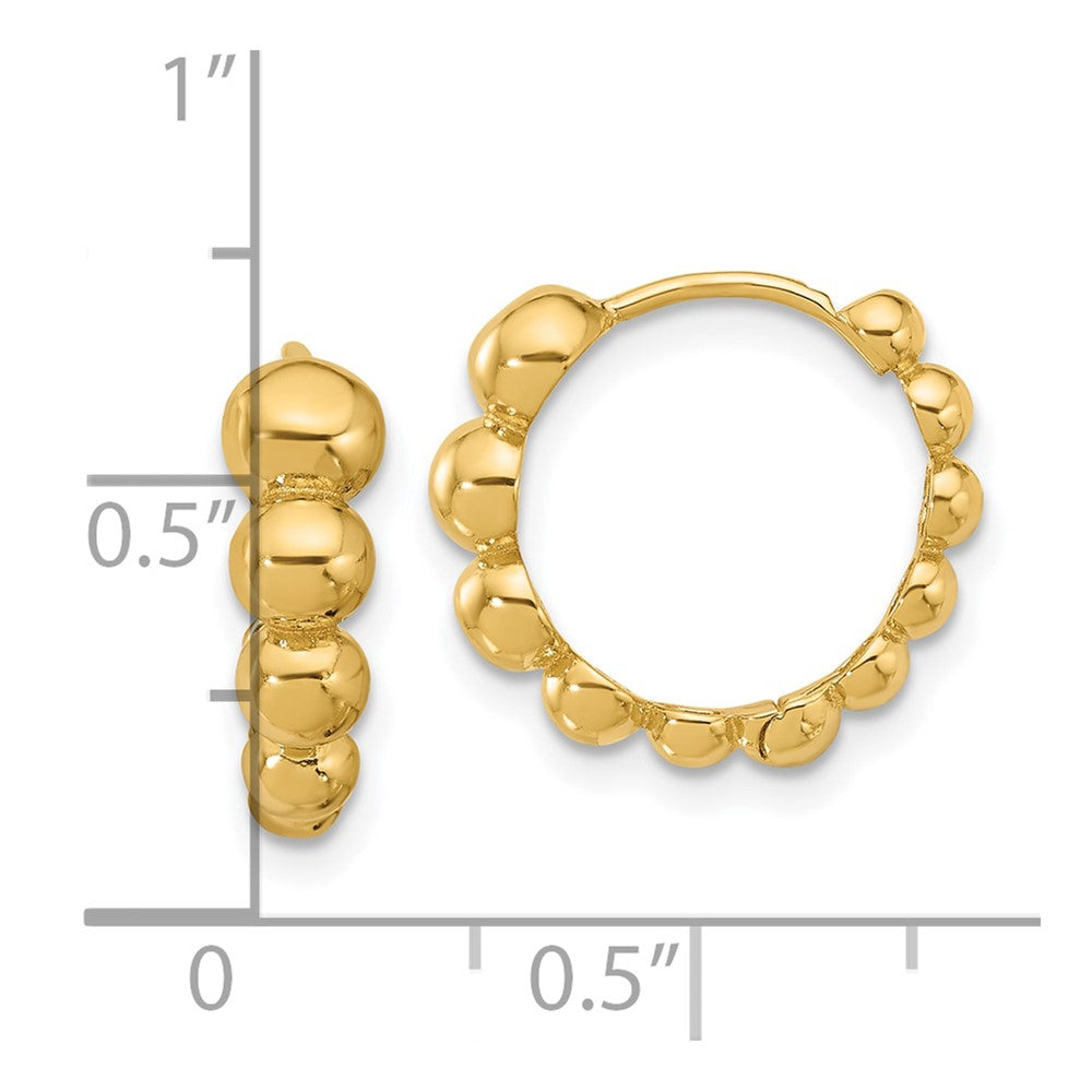 14K Polished Beaded Hoop Earrings