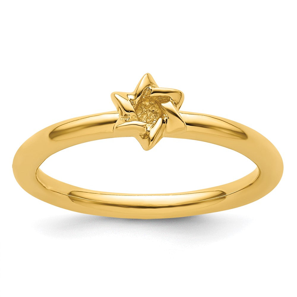 Sterling Silver Stackable Expressions Yellow-plated Star of David Ring Size -6