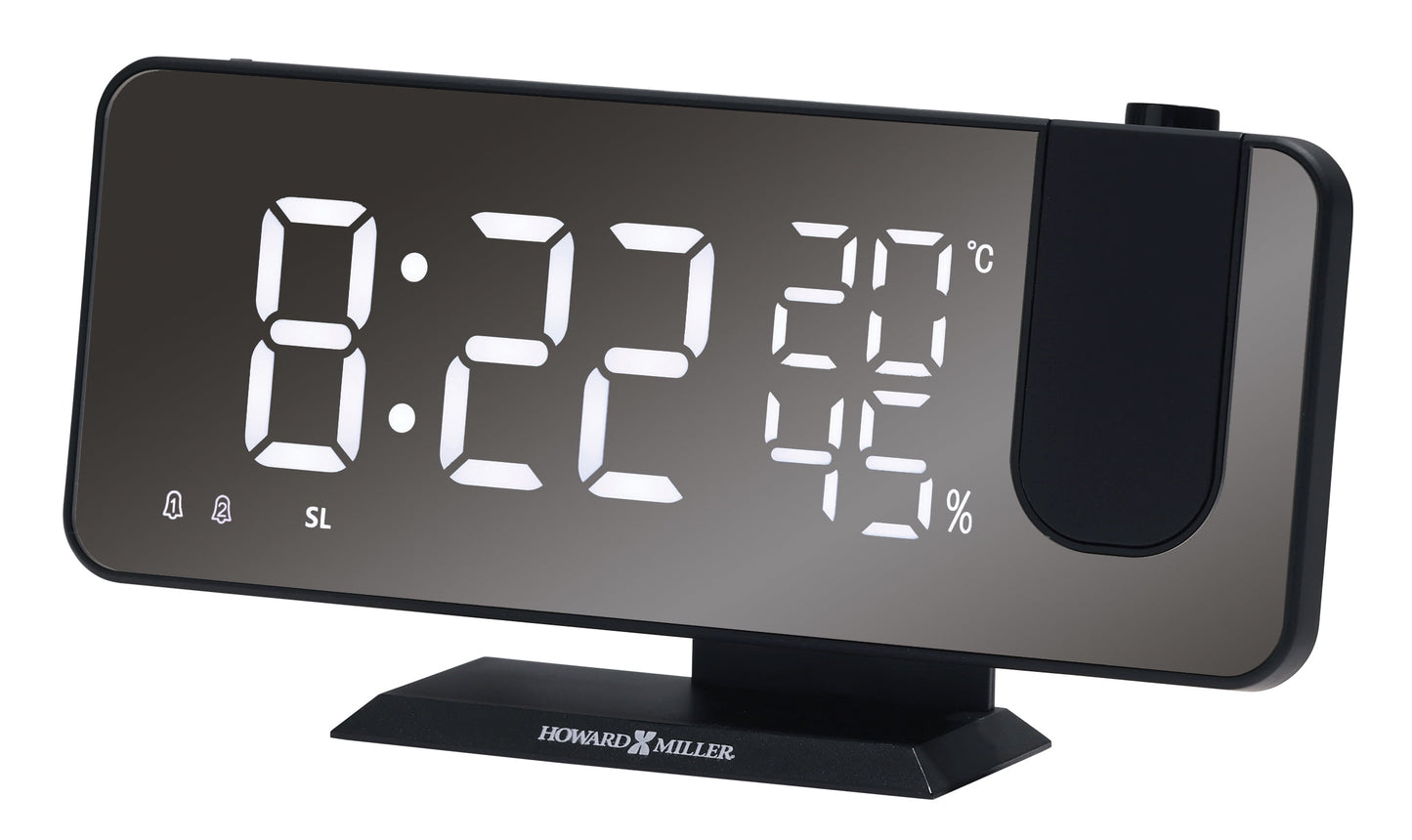 Howard Miller Gable Table Clock 645-839 – Digital Alarm Clock, Matte Black Case, Large Display, 4 Brightness Settings, Nightstand & Desk Clock, USB Charging Port