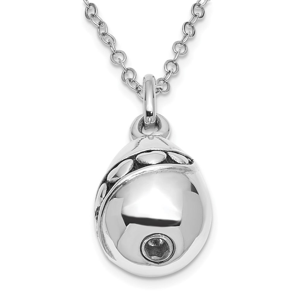 Sentimental Expressions Sterling Silver Rhodium-plated Antiqued Tear Of Love Ash Holder 18 Inch Necklace 18 Inches