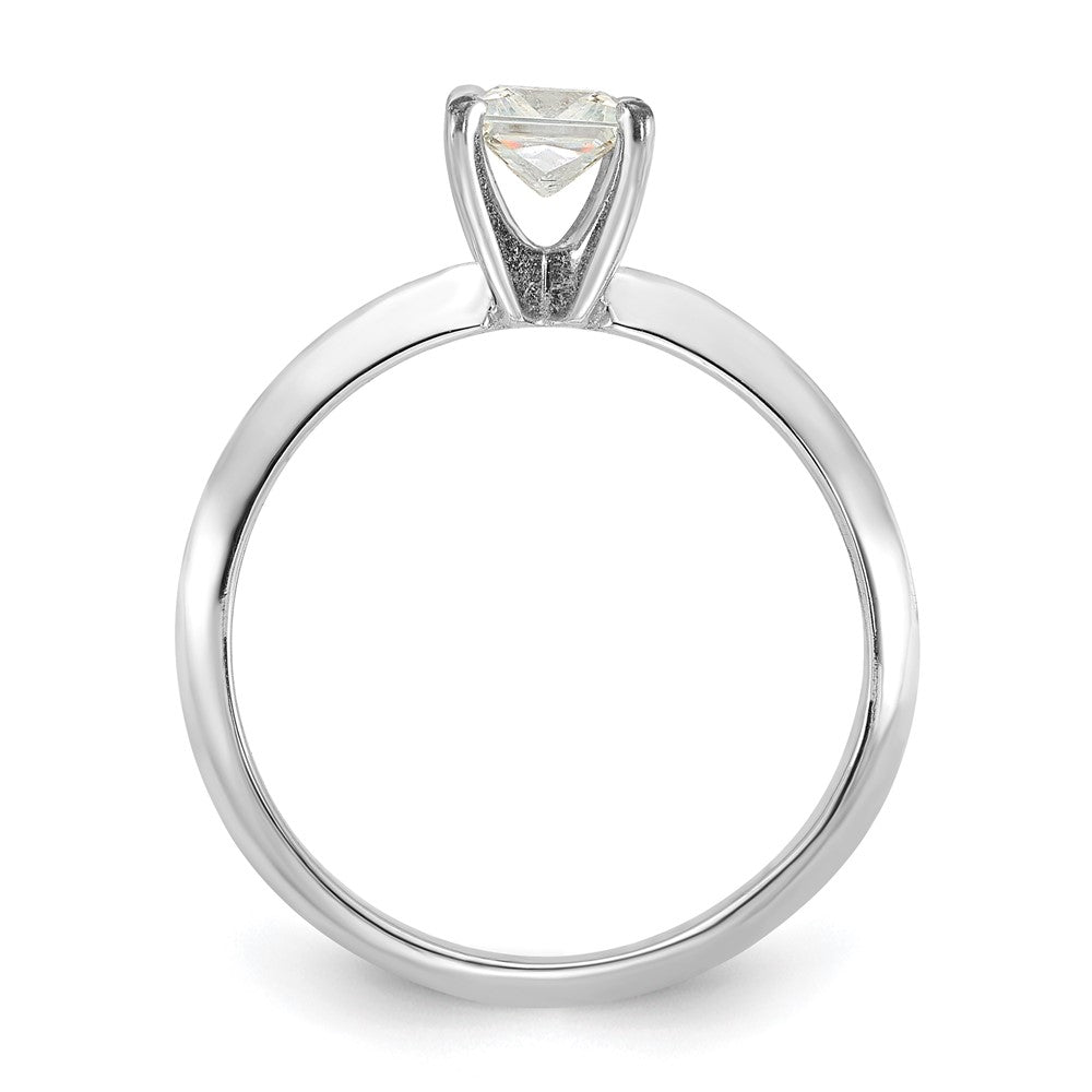 Sterling Silver Rhodium-plated 4.75mm Princess Cut Diamonore CZ Ring