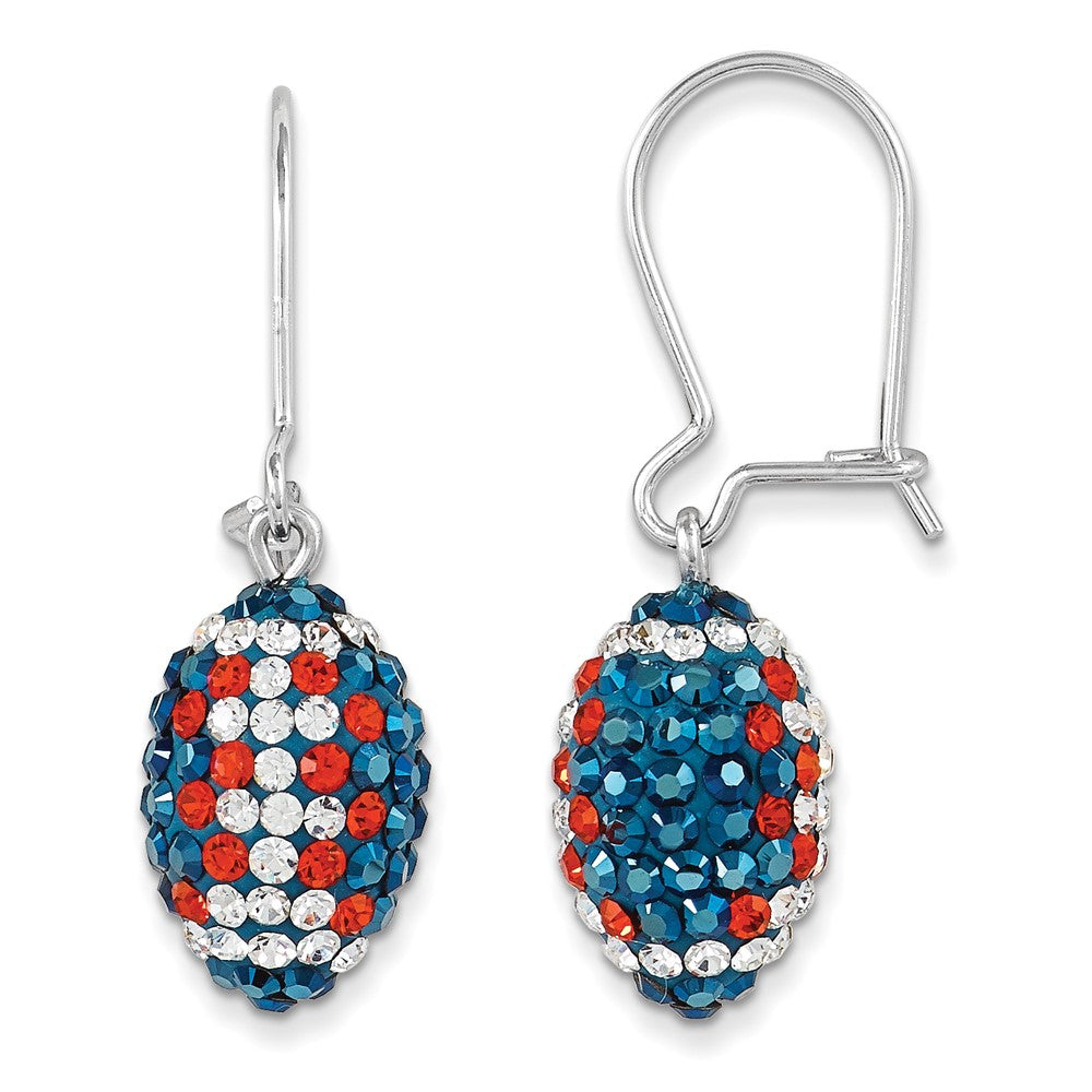 Sterling Silver Crystal Football Earrings