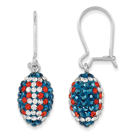 Sterling Silver Crystal Football Earrings