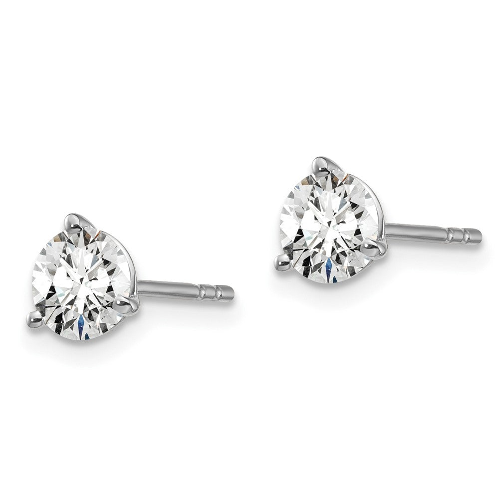 14k White Gold 1 ctw Lab Grown Diamond VS+ F+ Round 3 Prong Heavy Wt. Stud Earrings