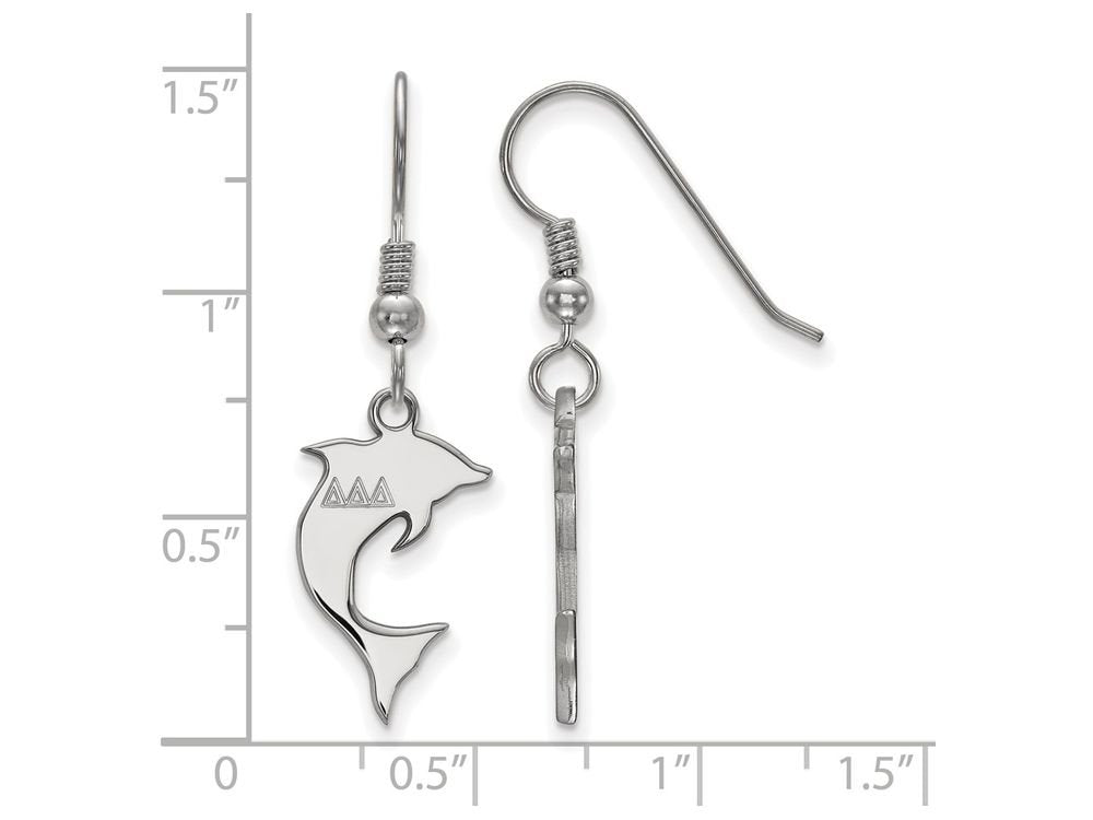 Sterling Silver Official Licensed Greek Sororities Delta Delta Delta (???) Medium Dangle Earrings