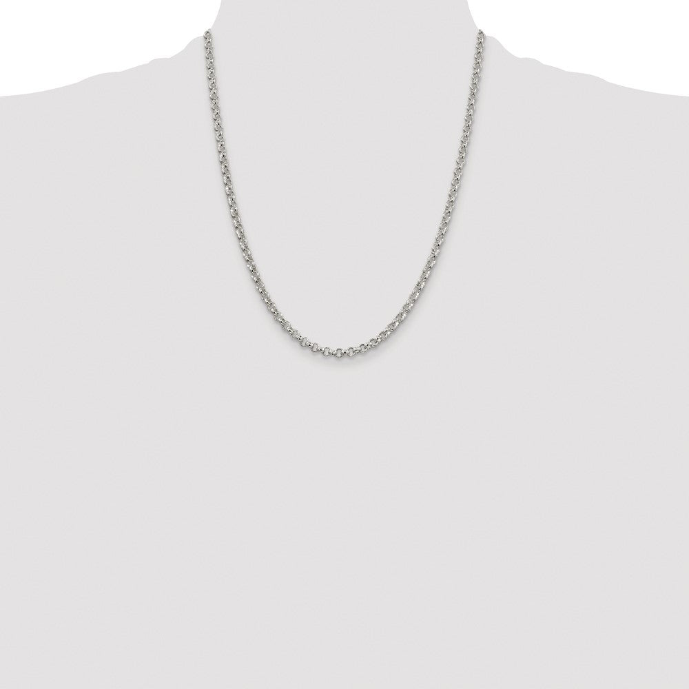 Sterling Silver Rhodium-plated 4mm Rolo Chain