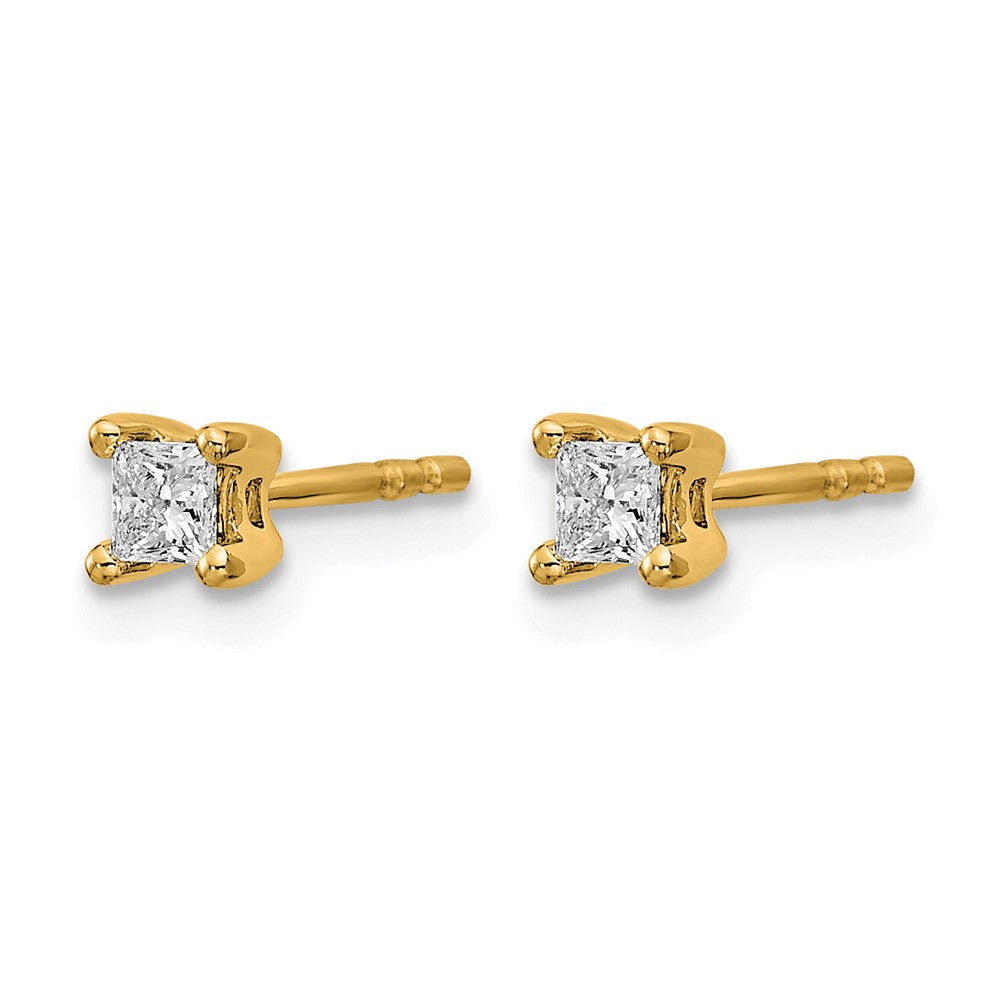 14k 1/4 carat Lab Grown Diamond VS/SI+ G+ Princess Complete Four Prong Stud Earrings