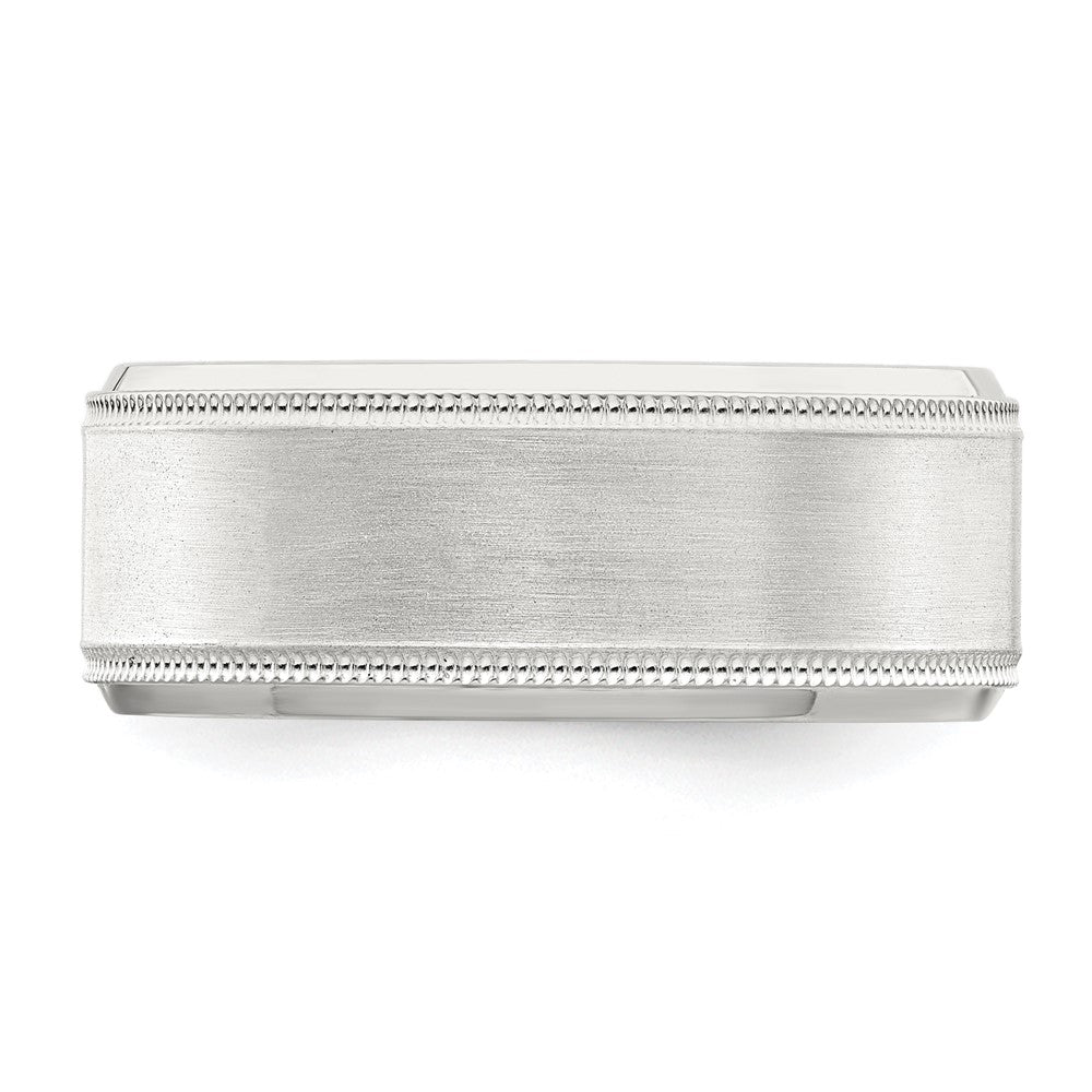 Sterling Silver 6mm Brushed Flat Milgrain Beveled Edge Fancy Band Size 9.5