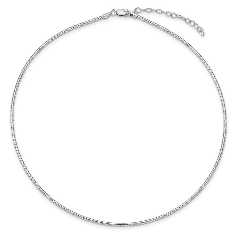 Sterling Silver Rhodium-plated 2mm Round w/2in ext Cubetto 16 Inches