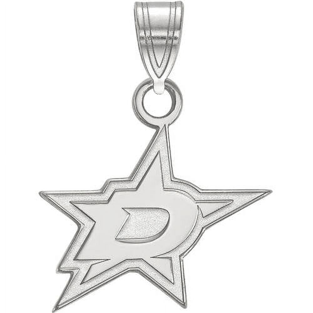 Sterling Silver Rhodium Plated NHL LogoArt Dallas Stars Small Pendant