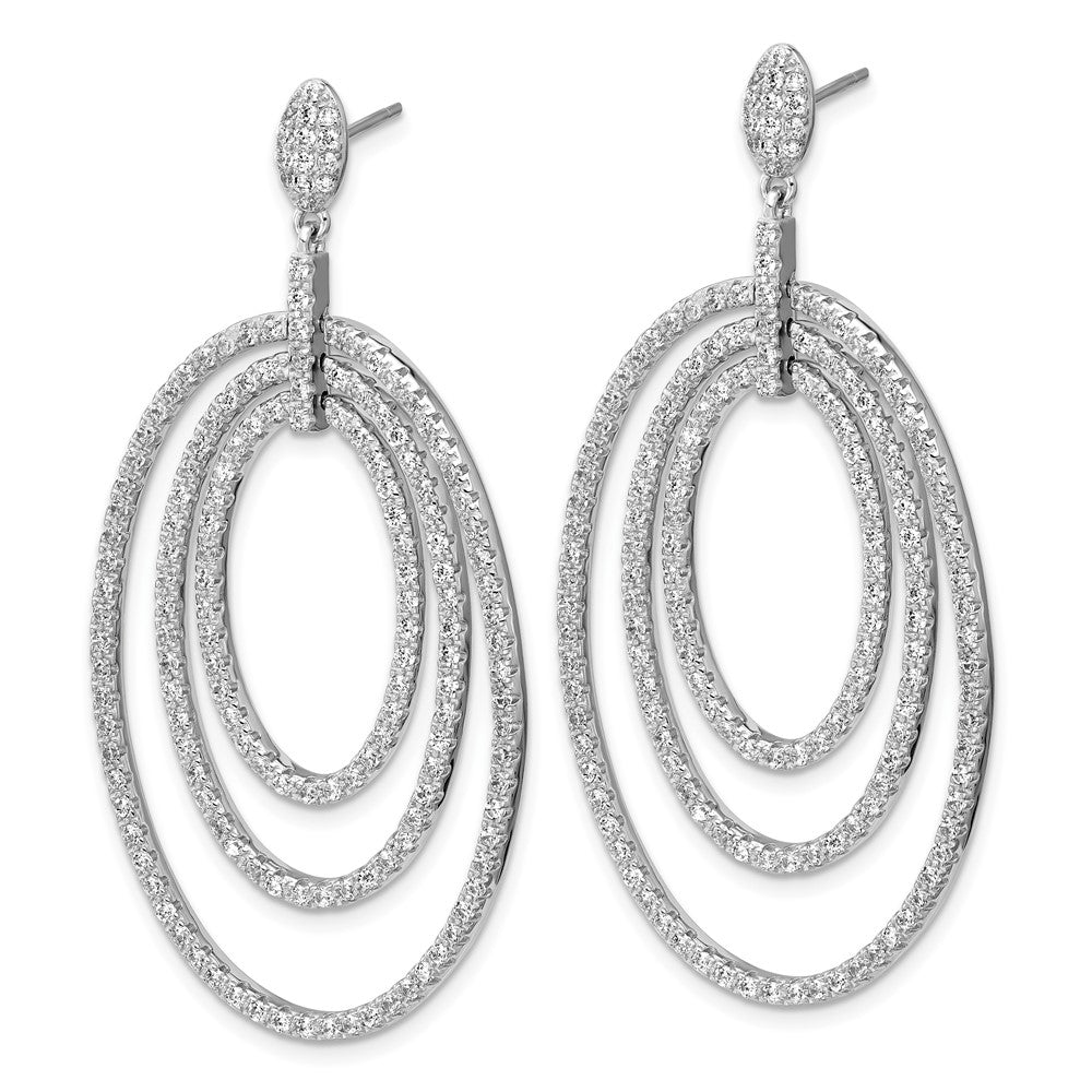 Cheryl M Sterling Silver Rhodium-plated Polished Fancy CZ Ovals Post Dangle Earrings