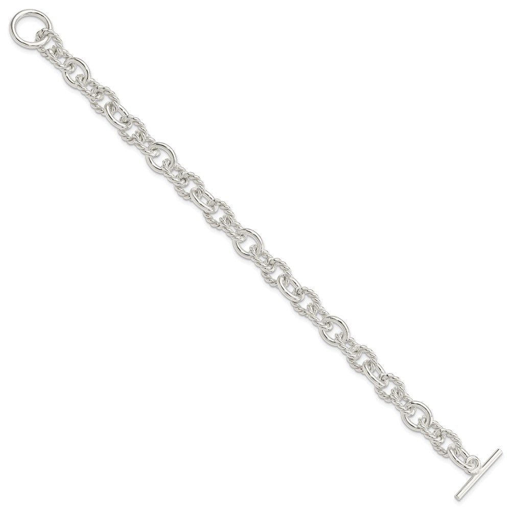 Sterling Silver 7.75inch Polished Fancy Link Toggle Bracelet 7.75 inches