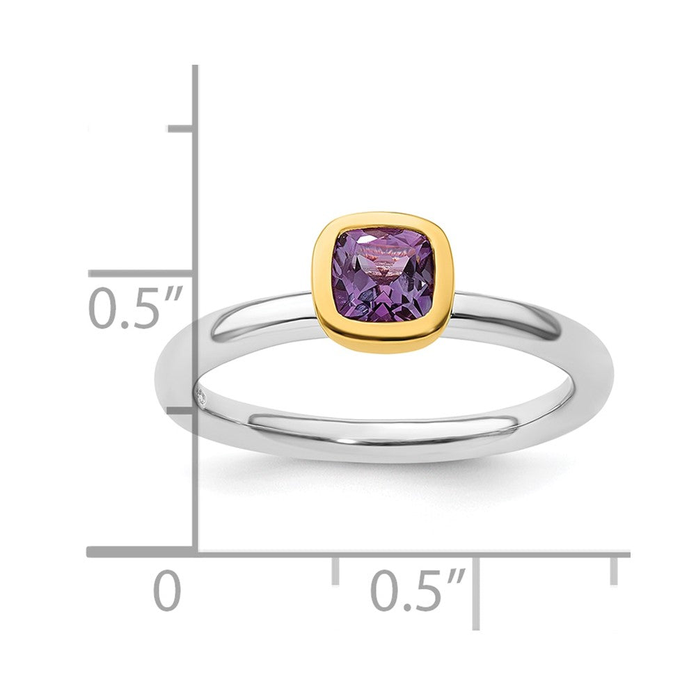 Sterling Silver Stackable Expressions w/Gold-plated Amethyst Ring Size -10