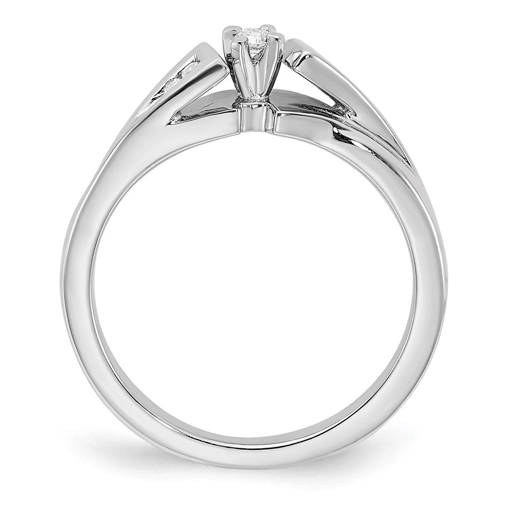Sterling Silver Polished & Curved Diamond Promise Ring
