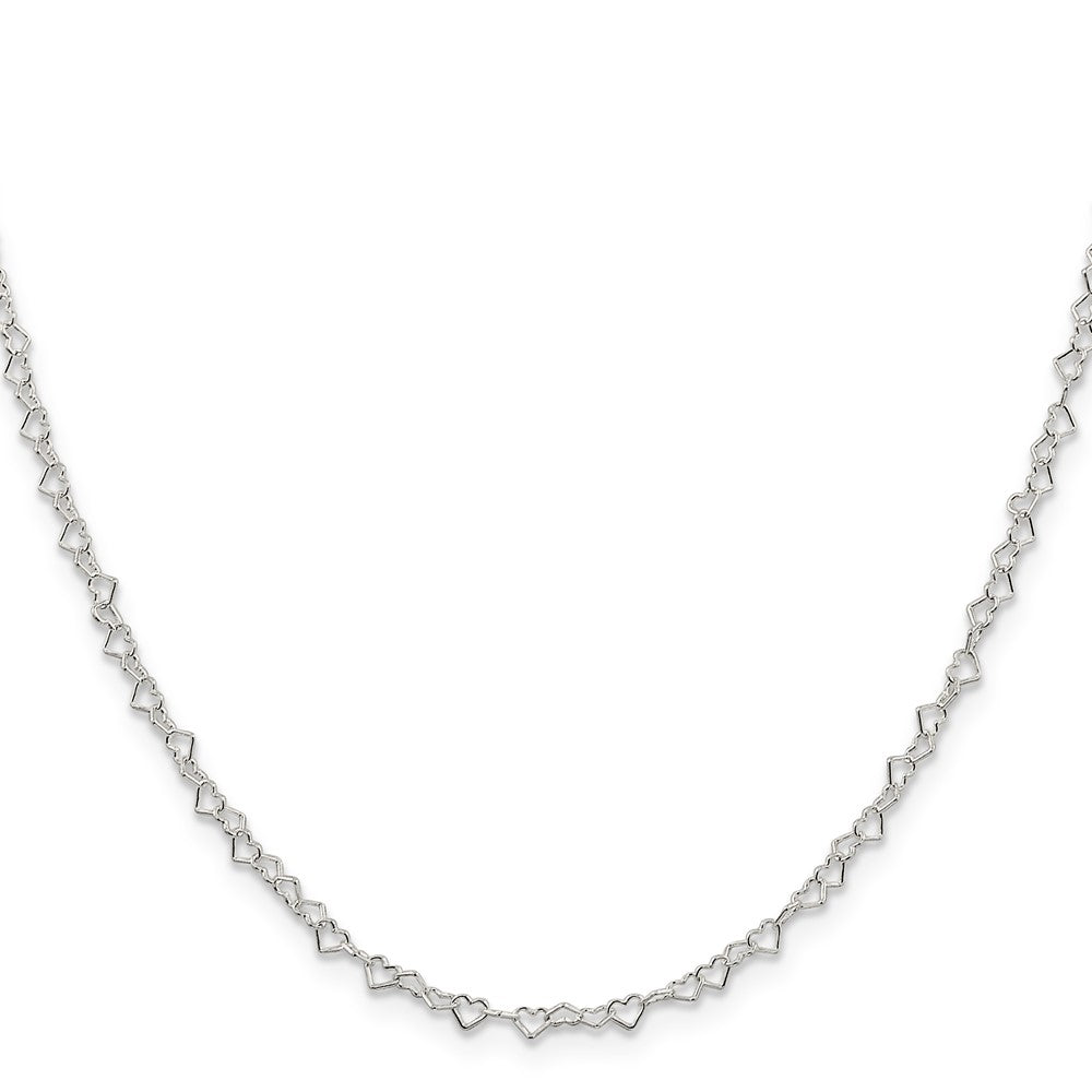 Sterling Silver 3.5mm Fancy Heart Link Chain 18 Inches