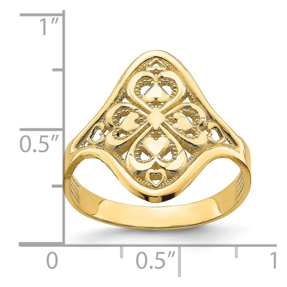 14k Diamond-cut Filigree Ring Size 6