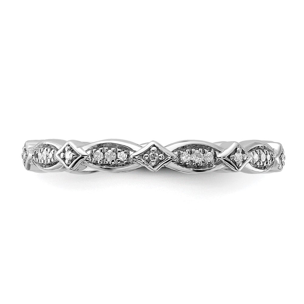 Sterling Silver Rhodium Plated Diamond Stackable Ring