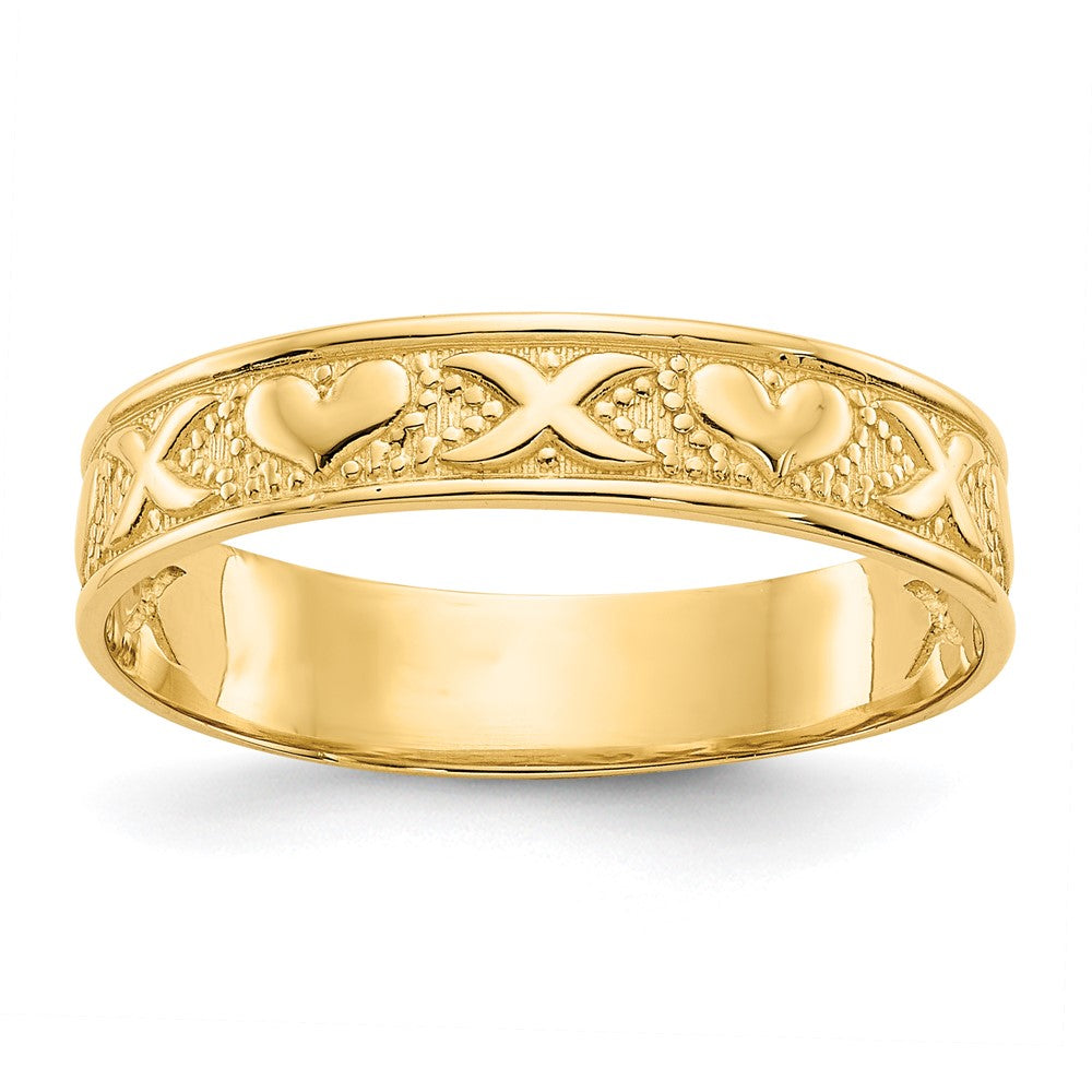14K Polished X and Hearts Ring Size 8.75