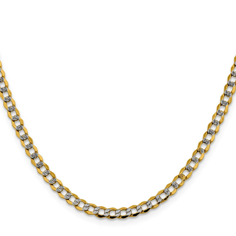 14K 18 inch 4.3mm Semi-Solid with Rhodium Pav‚ Curb with Lobster Clasp Chain