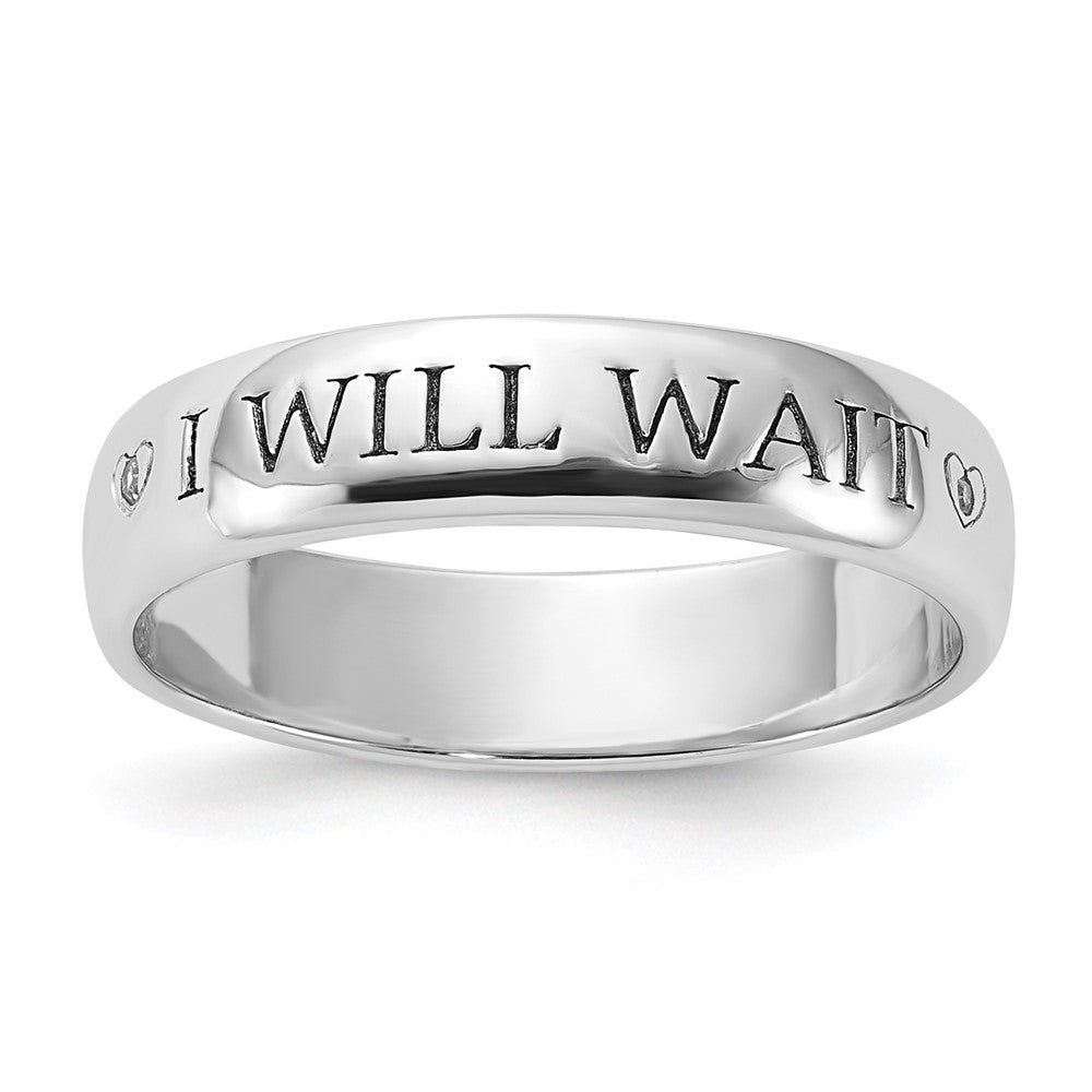Sterling Silver Polished & Antiqued I Will Wait Diamond Band