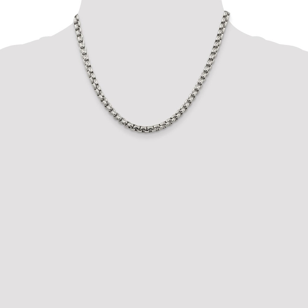 Sterling Silver 5.2mm Round Box Chain 18 Inches